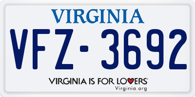 VA license plate VFZ3692