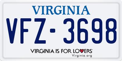 VA license plate VFZ3698