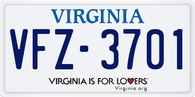 VA license plate VFZ3701