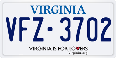 VA license plate VFZ3702