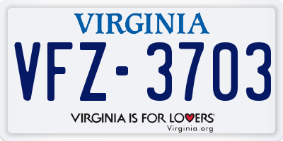 VA license plate VFZ3703
