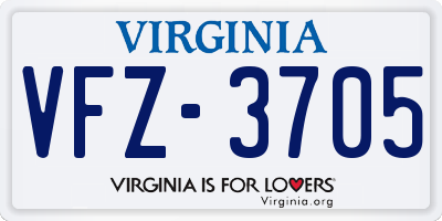 VA license plate VFZ3705