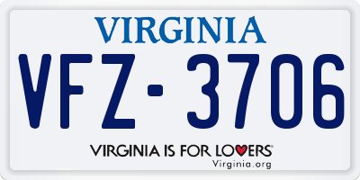 VA license plate VFZ3706