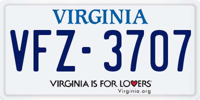 VA license plate VFZ3707