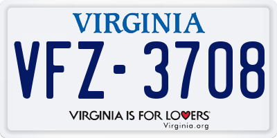 VA license plate VFZ3708