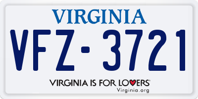VA license plate VFZ3721