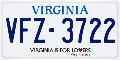 VA license plate VFZ3722