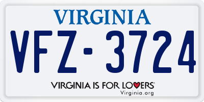 VA license plate VFZ3724