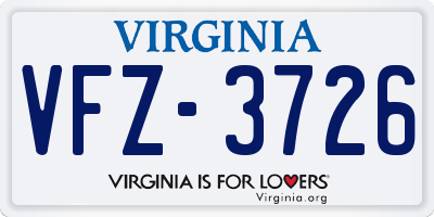 VA license plate VFZ3726