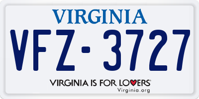 VA license plate VFZ3727