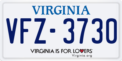 VA license plate VFZ3730