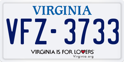 VA license plate VFZ3733
