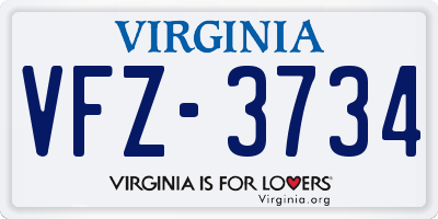 VA license plate VFZ3734