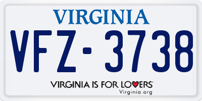 VA license plate VFZ3738