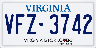 VA license plate VFZ3742