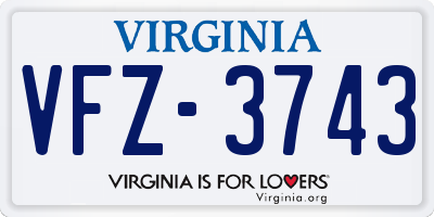 VA license plate VFZ3743