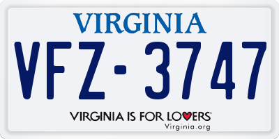 VA license plate VFZ3747