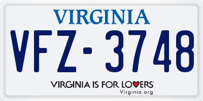 VA license plate VFZ3748