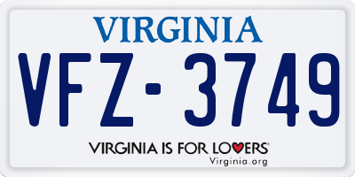 VA license plate VFZ3749