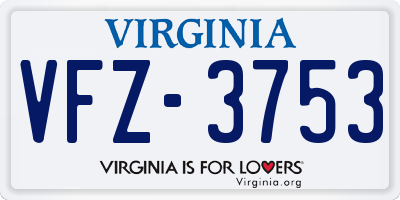 VA license plate VFZ3753