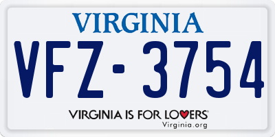 VA license plate VFZ3754