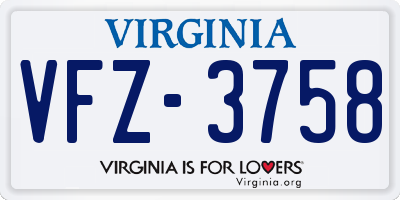 VA license plate VFZ3758