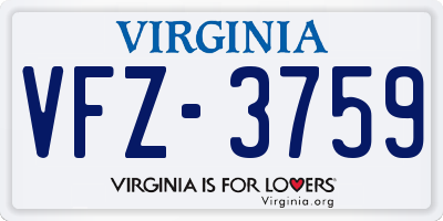 VA license plate VFZ3759