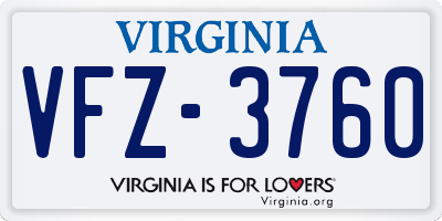 VA license plate VFZ3760