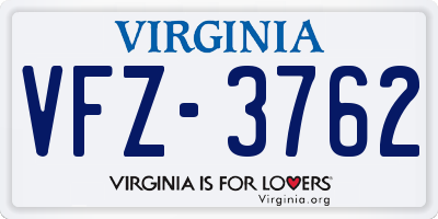 VA license plate VFZ3762