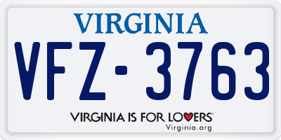 VA license plate VFZ3763