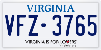 VA license plate VFZ3765