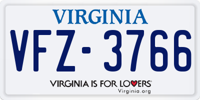 VA license plate VFZ3766