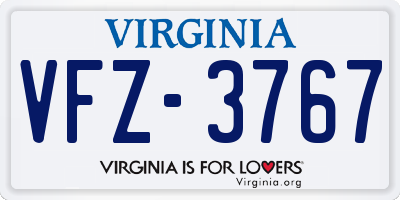VA license plate VFZ3767