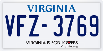 VA license plate VFZ3769