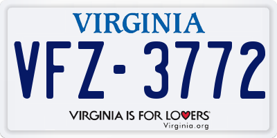 VA license plate VFZ3772