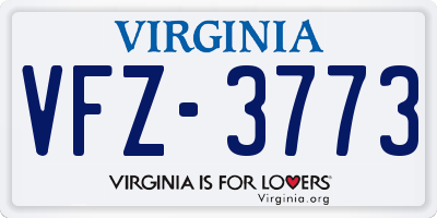 VA license plate VFZ3773