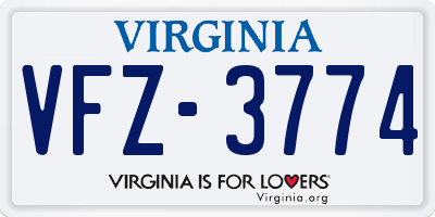 VA license plate VFZ3774