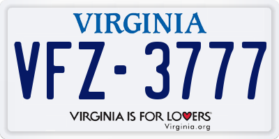 VA license plate VFZ3777