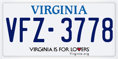 VA license plate VFZ3778
