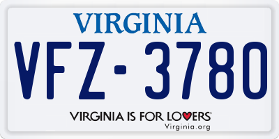 VA license plate VFZ3780
