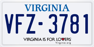 VA license plate VFZ3781