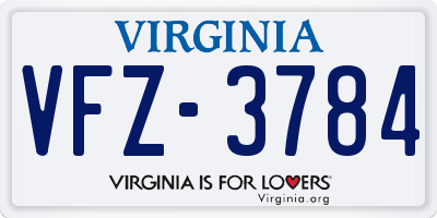 VA license plate VFZ3784