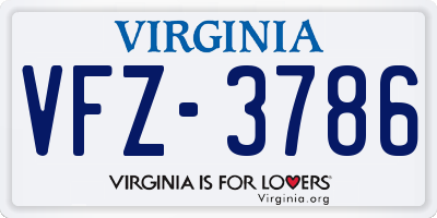 VA license plate VFZ3786