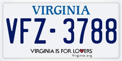 VA license plate VFZ3788