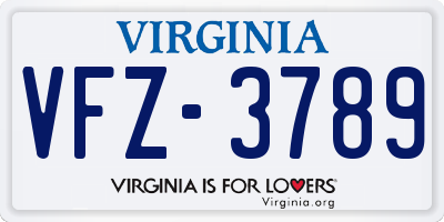 VA license plate VFZ3789