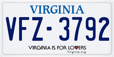 VA license plate VFZ3792