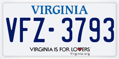 VA license plate VFZ3793