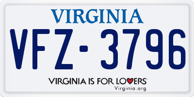 VA license plate VFZ3796