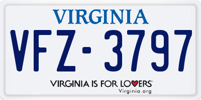 VA license plate VFZ3797