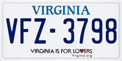 VA license plate VFZ3798